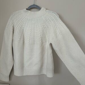 Joie White Crew Neck Sweater with Textured Knit